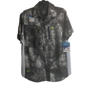 NWT LOCO SKAILZ Men's Performance Fishing Short Sleeve GraybNet Back Shirt Sz S